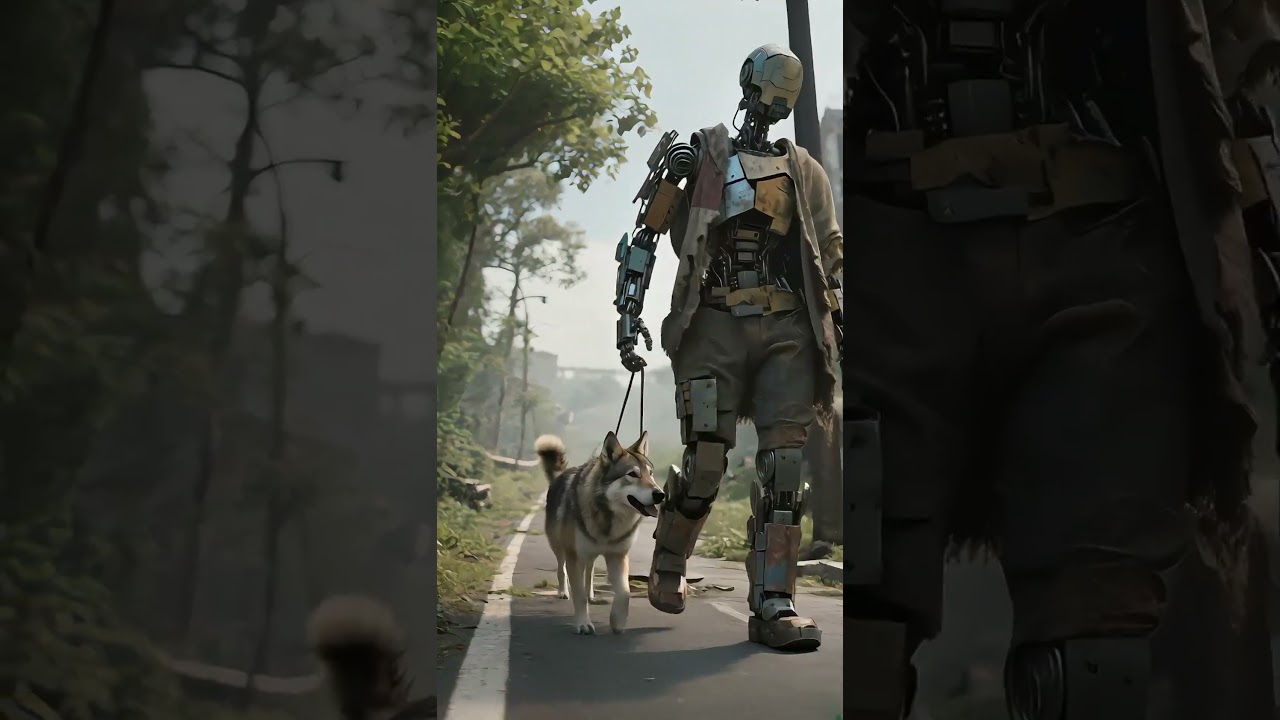 The most handsome robot in history walks with a swaggering gait.